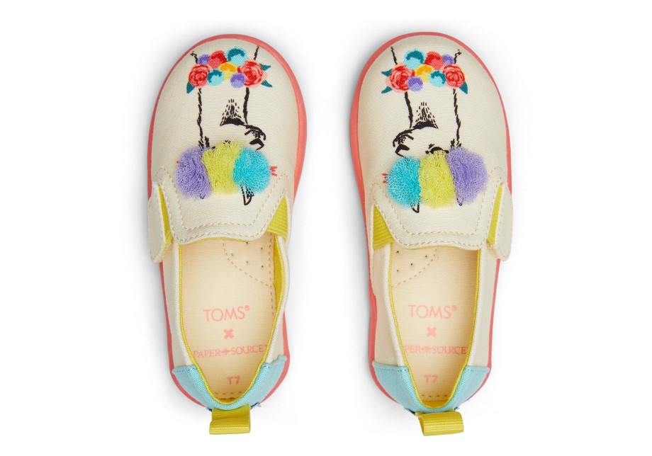 Toms Tiny Alpargata Papel Fuente Marfil