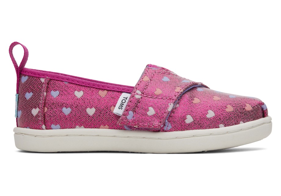 Toms Tiny Alpargata Glimmer Corazones Fucsia