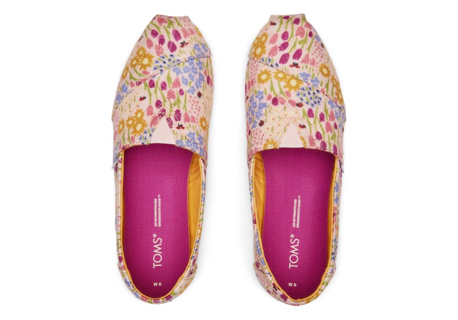Toms Alpargata Acolchado Floral Rosa Floral