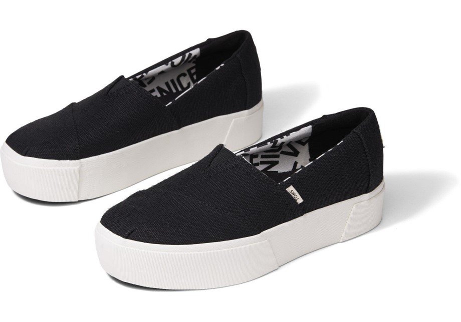 Toms Alpargata Boardwalk Slip En Negro