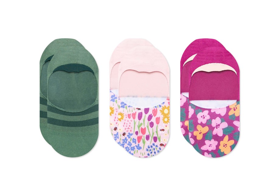 Toms Ultimate No Show Calcetines Campos De Flores Paquete De 3 Flores Verdes