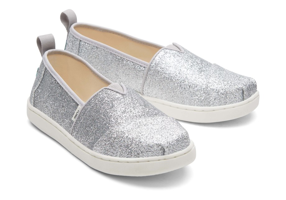 Toms Alpargata Juvenil Brillo Plata