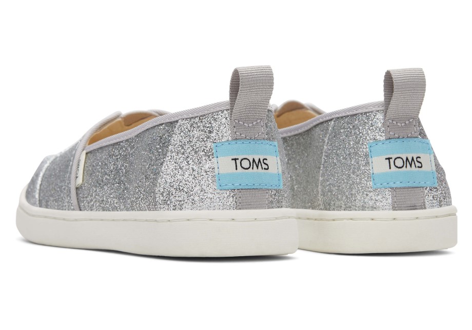 Toms Alpargata Juvenil Brillo Plata