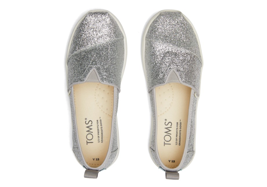 Toms Alpargata Juvenil Brillo Plata