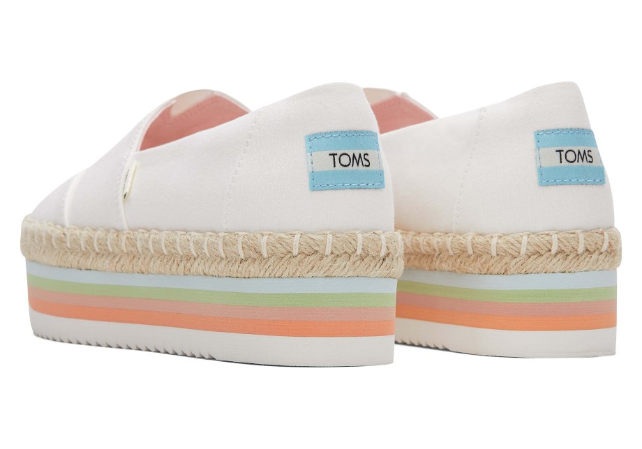 Toms Alpargata Plataforma Alta Blanco