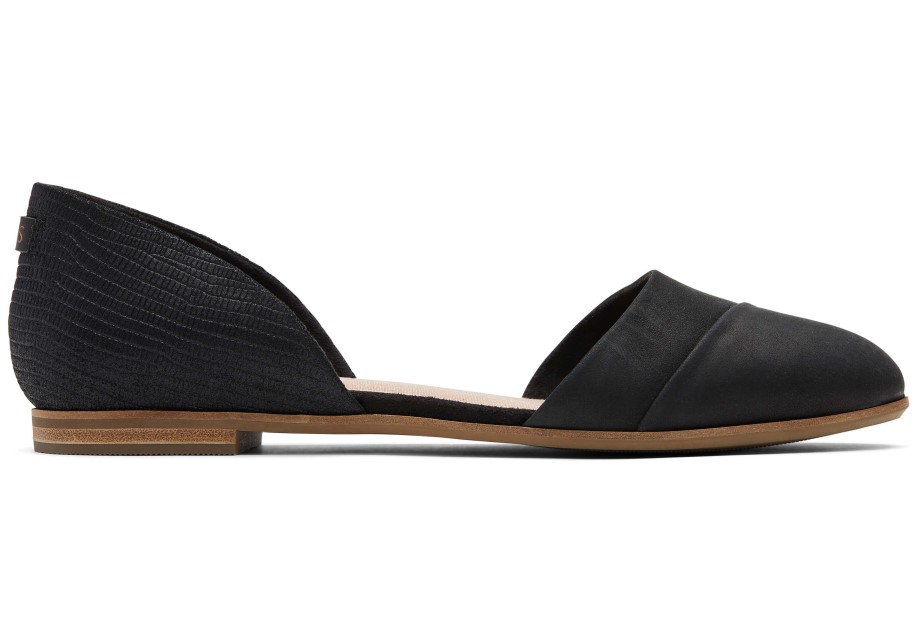 Toms Jutti D'orsay Lagarto Negro Plano