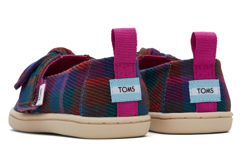 Toms Tiny Alpargata Plaid Bow Plaid Fucsia